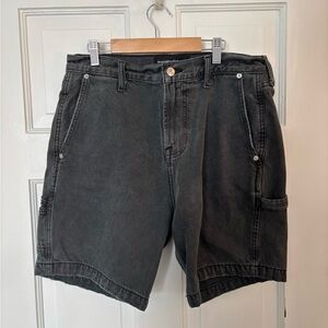Abercrombie & Fitch Men's Black Denim Carpenter Shorts